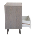 Set Of 2 Low Foot Bedside Table With Drawer Storage Compartment Gray Gray Solid Wood Mdf