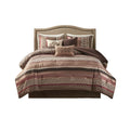 7 Piece Comforter Set Red Polyester