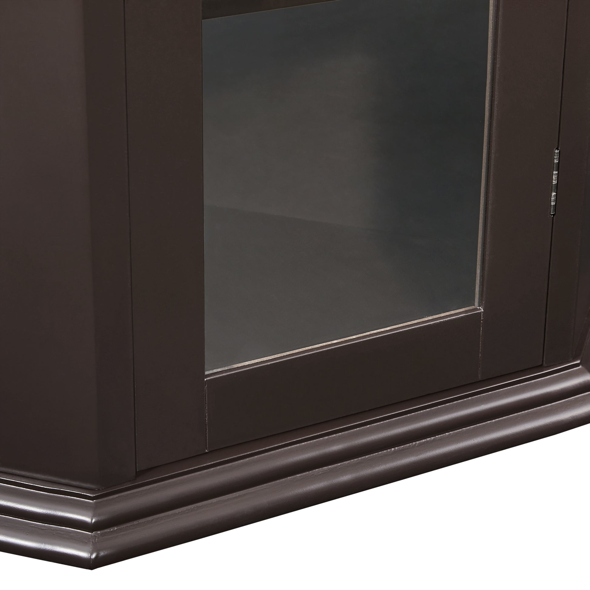 Freestanding Bathroom Cabinet with Glass Door, Corner brown-mdf+glass