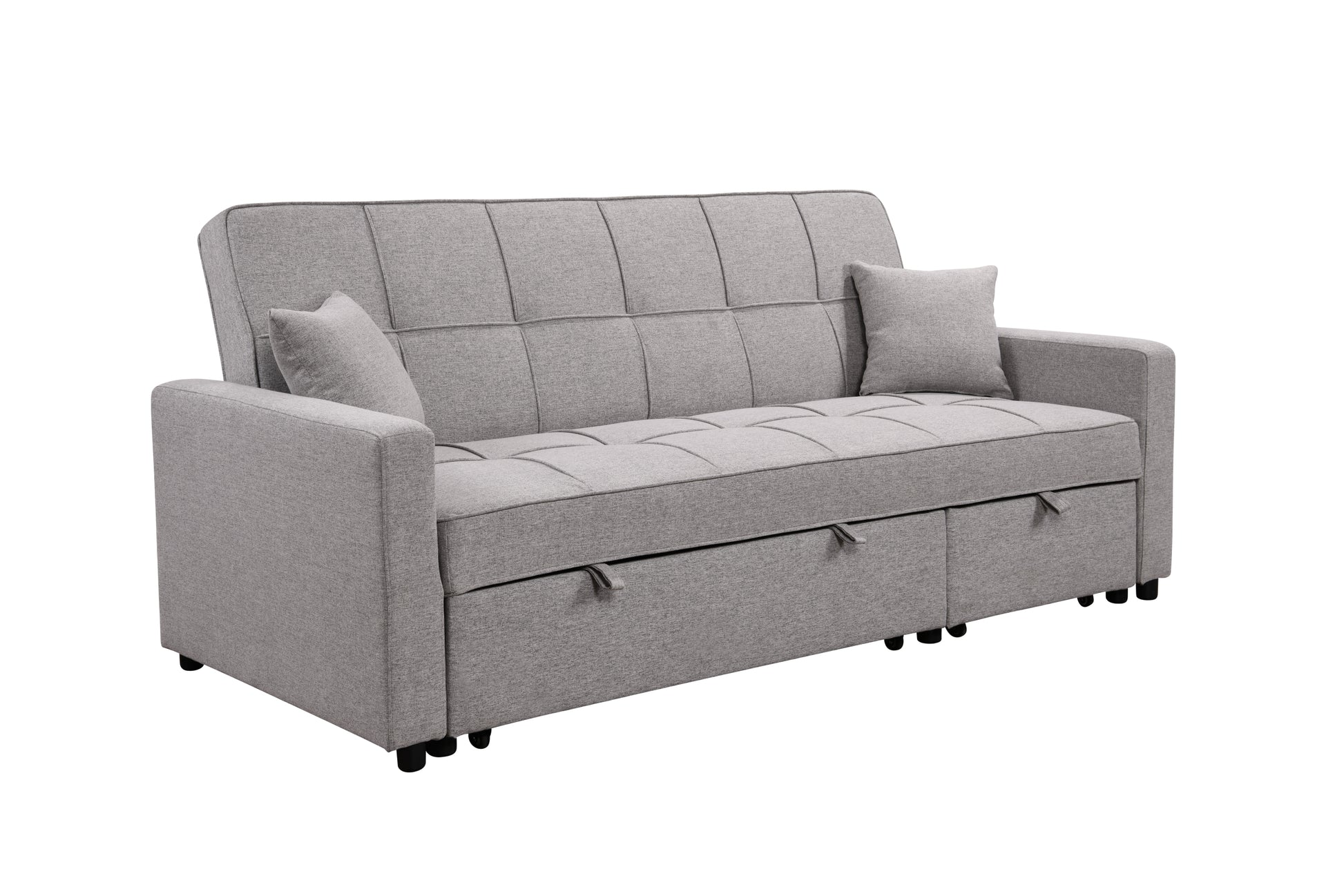 83" Oversized Upholstered Sofa Bed W Pull Out Couch Bed & Adjustable Backrest,3 Seaters Sofa & Couch Convertible Sleep Sofabed For Home Apartment Living Room,Light Gray Light Brown Wood Primary Living Space Heavy Duty Eucalyptus 3 Seat Light Gray Linen