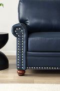 Living Room Sofa With Storage Sofa 2 3 Sectional Navy Blue Faux Leather Navy Blue Foam Pu Leather