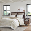 3 Piece Cotton Comforter Set With Chenille Tufting Taupe Cotton