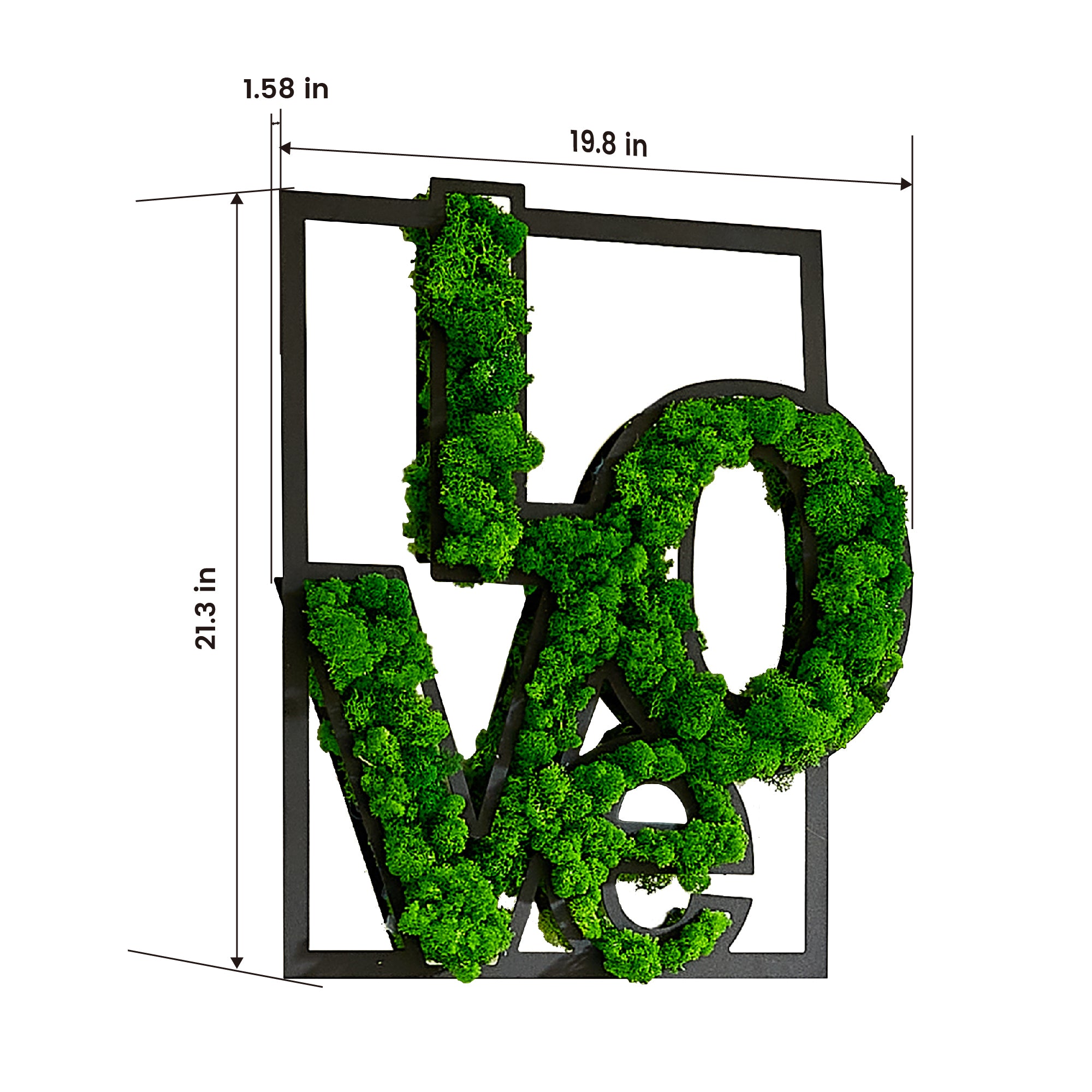 LOVE Moss Letter Metal Wall Art green-iron
