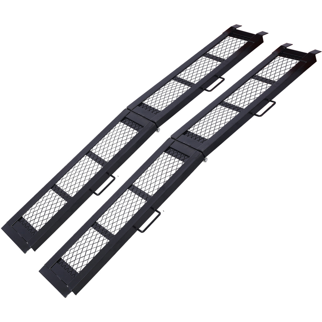 80" Steel Loading Ramp, 800Lbs Capacity, Portable Motorcycle Ramp, Folding Atv Ramp For Pick Up Truck, Black, Pack Of Pair Black Steel