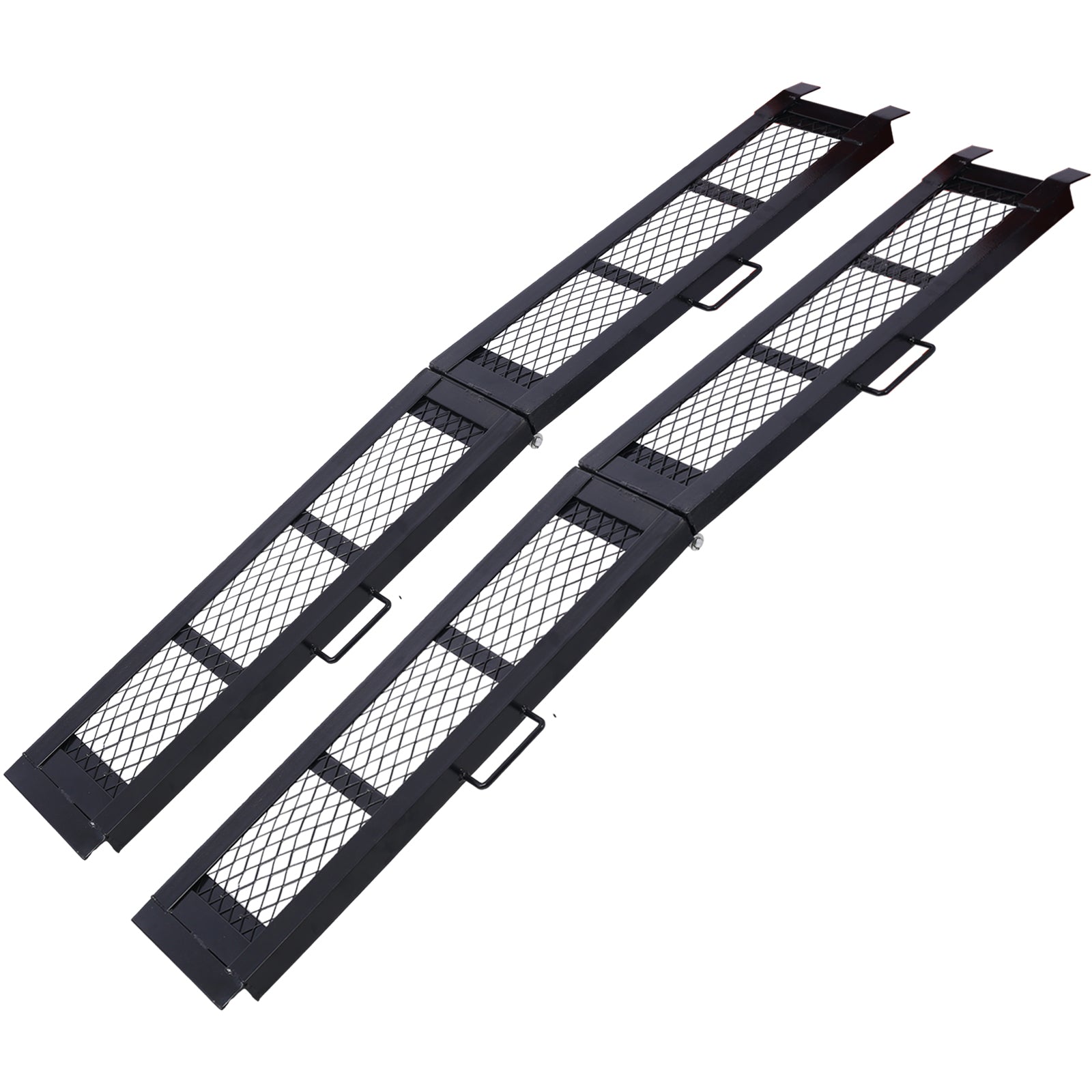 80" Steel Loading Ramp, 800Lbs Capacity, Portable Motorcycle Ramp, Folding Atv Ramp For Pick Up Truck, Black, Pack Of Pair Black Steel