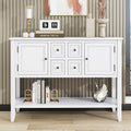 Cambridge Series Large Storage Vintage Console Table With Four Small Drawers And Bottom Shelf For Living Rooms, Entrances And Kitchens White, Old Sku: Wf190263Aaa White Solid Wood Mdf