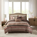 7 Piece Comforter Set Red Polyester