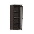 Freestanding Bathroom Cabinet with Glass Door, Corner brown-mdf+glass