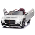 12V Battery Powered Ride On Car For Kids, Licensed Bentley Bacalar, Remote Control Toy Vehicle With Music Player, Led Light, 2 Driving Modes White Polypropylene