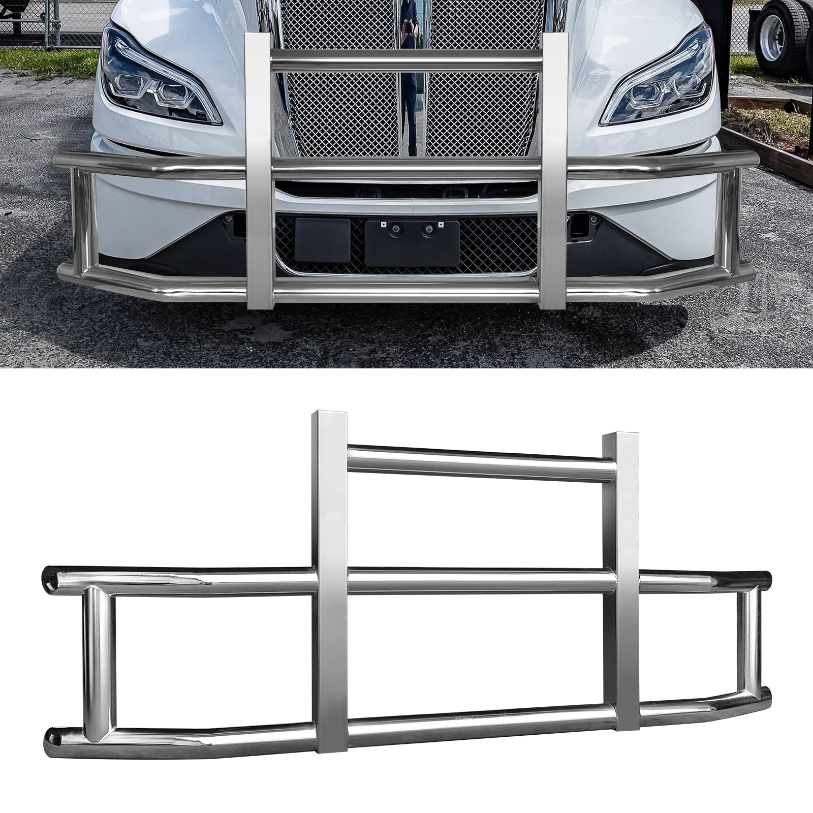 Stainless Steel Deer Guard Bumper for Kenworth T680 chrome-stainless steel
