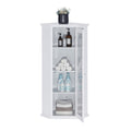 Freestanding Bathroom Cabinet with Glass Door, Corner white-mdf+glass