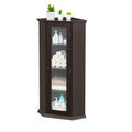 Freestanding Bathroom Cabinet with Glass Door, Corner brown-mdf+glass