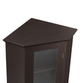 Freestanding Bathroom Cabinet with Glass Door, Corner brown-mdf+glass