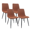 Dining Chairs Set Of 4,Modern Kitchen Dining Room Chairs,Upholstered Dining Accent Chairs In Linen Cushion Seat And Sturdy Black Metal Legs Caramel Metal Caramel Kitchen Dining Chairs Foam Linen