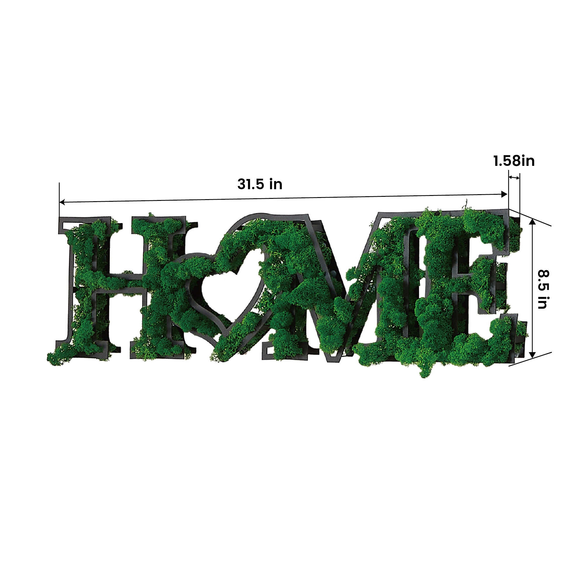 HOME Letter Art Moss Wall Decor green-iron