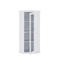 Freestanding Bathroom Cabinet with Glass Door, Corner white-mdf+glass