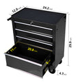 4 Drawers Multifunctional Tool Cart With Wheels Black Black Steel