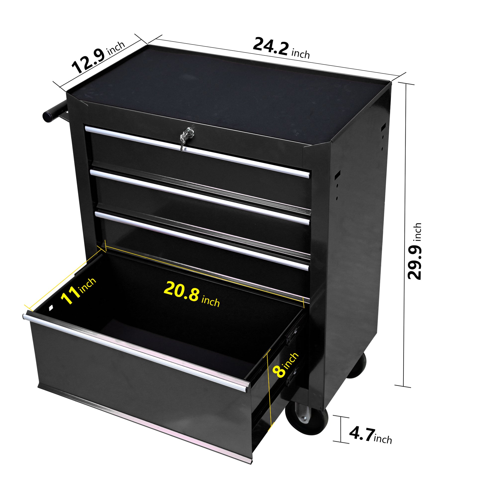 4 Drawers Multifunctional Tool Cart With Wheels
