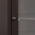 Freestanding Bathroom Cabinet with Glass Door, Corner brown-mdf+glass