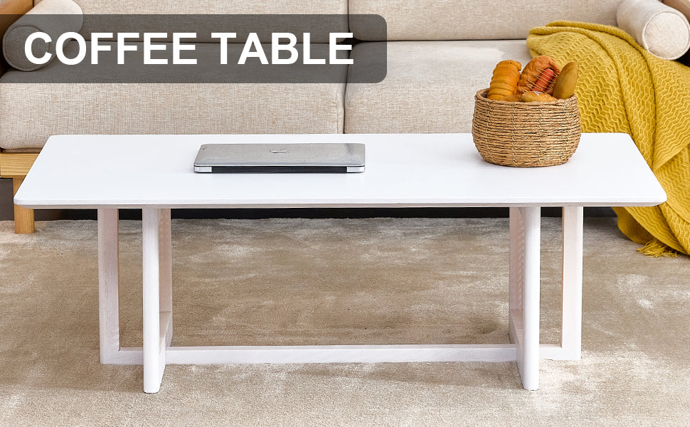 Chinese Style White Solid Wood And Imitation Rattan Coffee Table, Rectangular Solid Wood Coffee Low Table, Small Living Room Coffee Table White Solid Wood