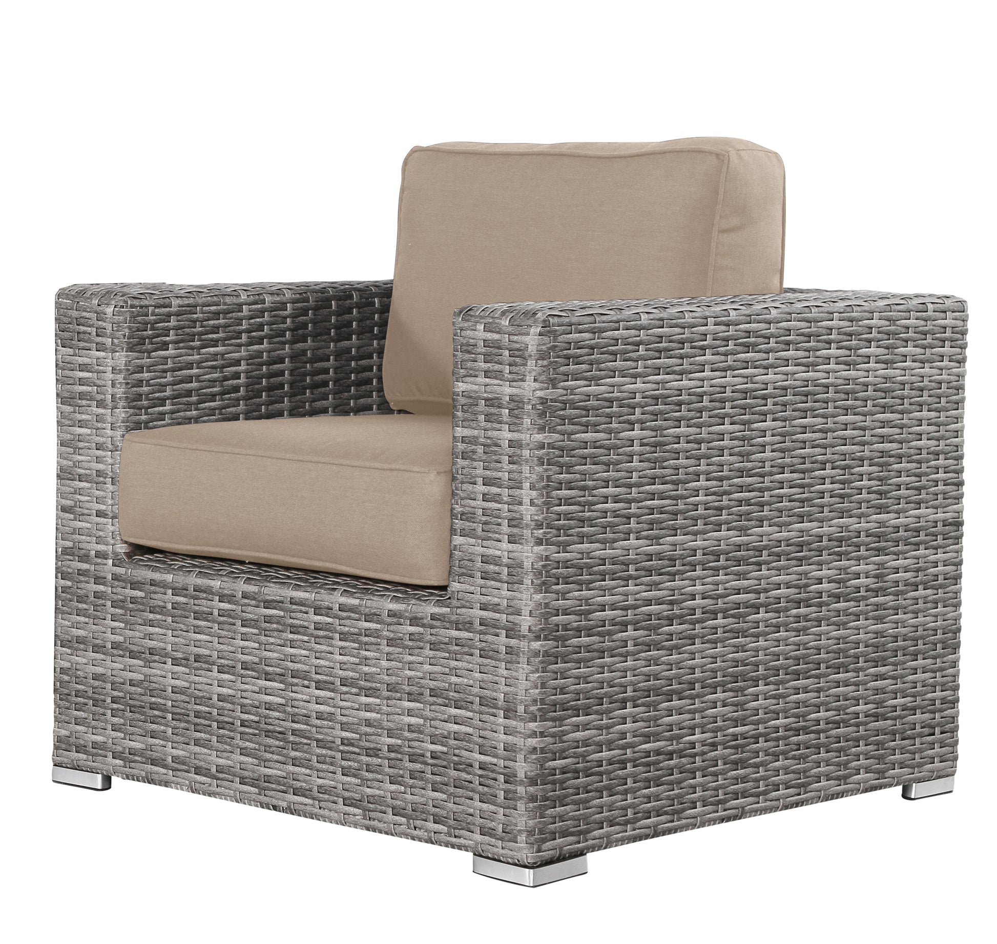 Living Source International Fully Assembled Patio Chair With Cushions Grey Mix Wicker