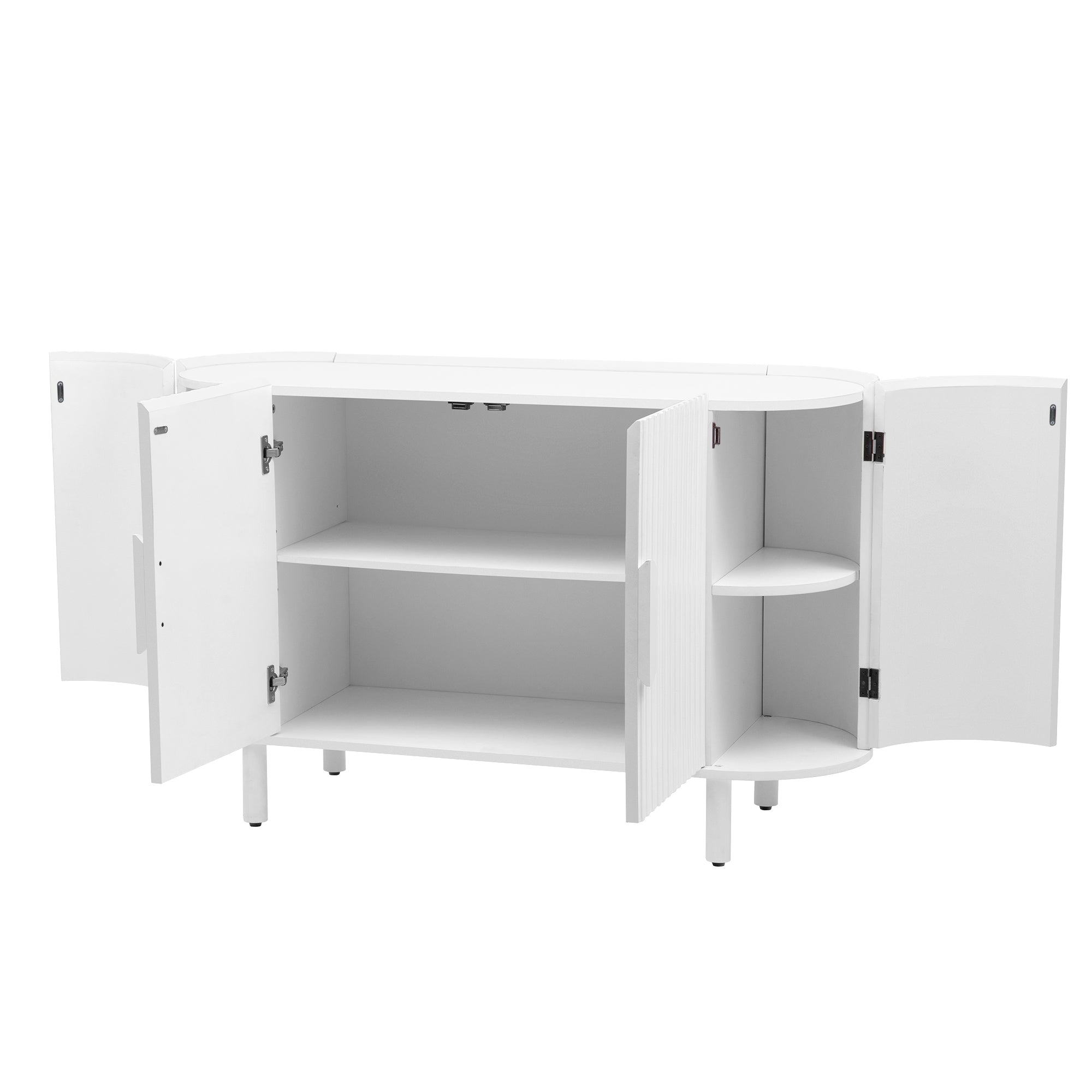 U Style Curved Design Light Luxury Sideboard with white-mdf