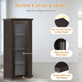 Freestanding Bathroom Cabinet with Glass Door, Corner brown-mdf+glass