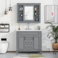 36'' Bathroom Vanity With Top Sink, Grey Mirror Cabinet, Modern Bathroom Storage Cabinet With 2 Soft Closing Doors And 2 Drawers, Single Sink Bathroom Vanity Grey Bathroom Mdf