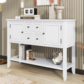 Cambridge Series Large Storage Vintage Console Table With Four Small Drawers And Bottom Shelf For Living Rooms, Entrances And Kitchens White, Old Sku: Wf190263Aaa White Solid Wood Mdf