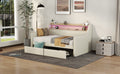 Twin Size Daybed With Storage Drawers, Upholstered Daybed With Charging Station And Led Lights, Beige Expect Arrive Date: December 30Th. Beige Pu Leather