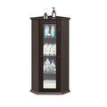 Freestanding Bathroom Cabinet with Glass Door, Corner brown-mdf+glass