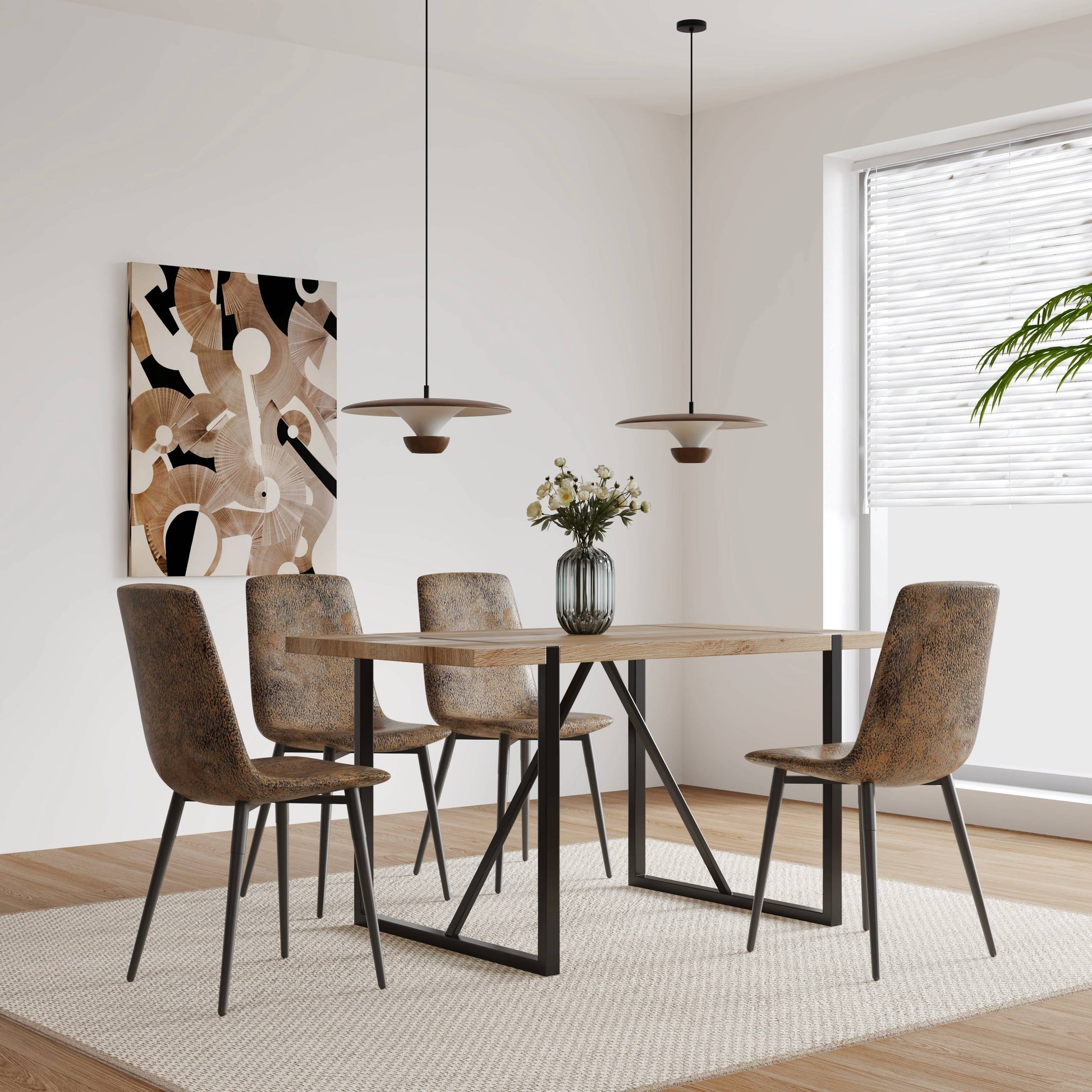 Dining Chairs Set Of 4,Modern Kitchen Dining Room Chairs,Upholstered Dining Accent Suedette Chairs In Cushion Seat And Sturdy Black Metal Legs Brown Metal Brown Kitchen Dining Chairs Foam Suede