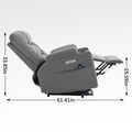 Okin Motor Up To 350 Lbs Power Lift Recliner Chair, Heavy Duty Motion Mechanism With 8 Point Vibration Massage And Lumbar Heating, Cup Holders, Usb And Type C Ports, Removable Cushions, Grey White Metal Primary Living Space Heavy Duty Pine Grey