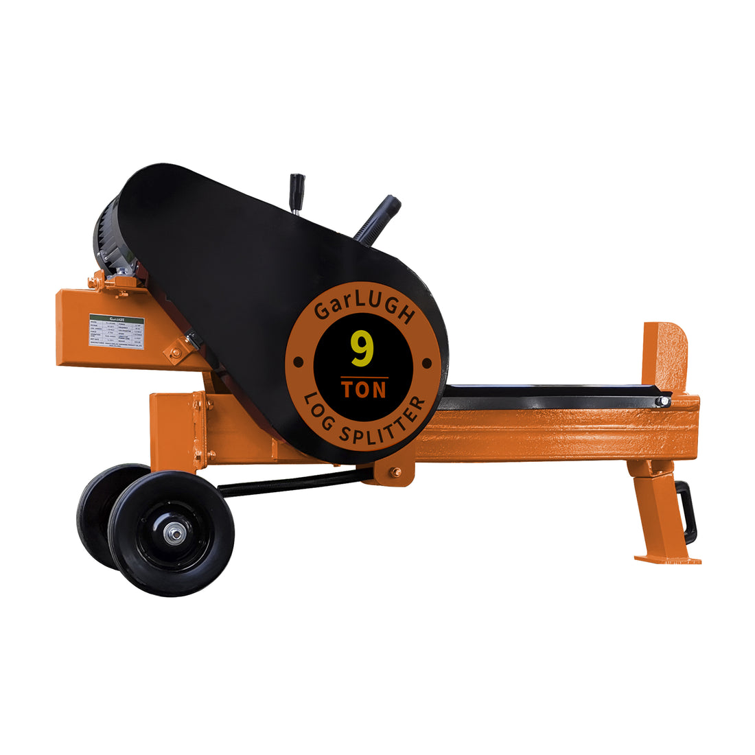 Garlugh Log Splitter 9 Ton Household Electric Powered 2.7Hp Horizontal Movable Fast Automatic Return Firewood Splitting Machine For Toughest Wood. Orange Multi Abs Rubber Steel Q235
