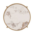 Modern Side Table, Pandora Sintered Stone End Table, Golden Small Coffee Table, 20.67''W X 20.67''D X 21.65'H Golden Iron