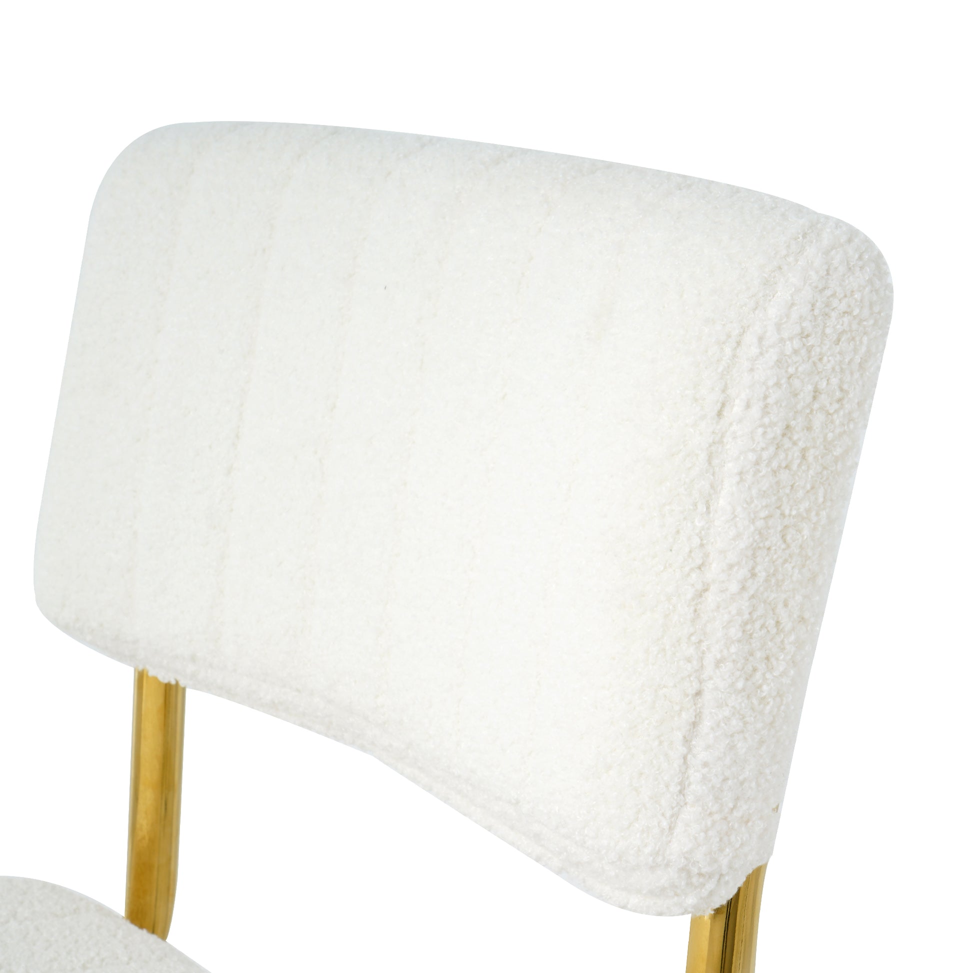 Modern Simple Light Luxury Dining White Chair Home Bedroom Stool Back Dressing Chair Student Desk Chair Gold Metal Legs Set Of 2 Metal White Teddy