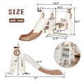 4 In 1 Toddler Slide And Swing Set, Kids Playground Climber Slide Playset With Basketball Hoop,Freestanding Combination For Babies Coffee 50 99 Lbs Hdpe