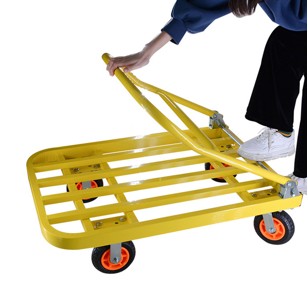 440 lbs. Capacity Steel Push Hand Truck Heavy Duty yellow-metal