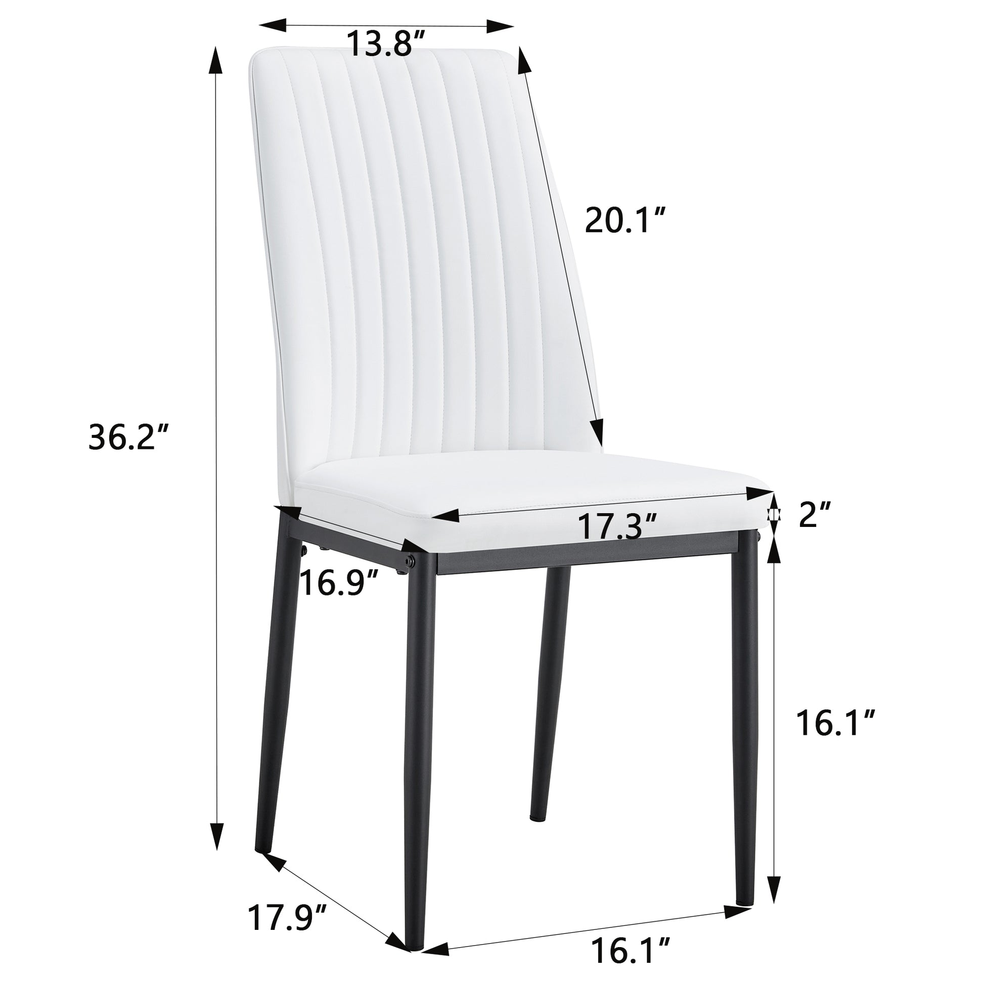 Modern Dining Chairs Set Of 6, Side Dining Room Kitchen Chairs, Faux Leather Upholstered Seat And Metal Legs Side Chairs, White White Mdf Metal