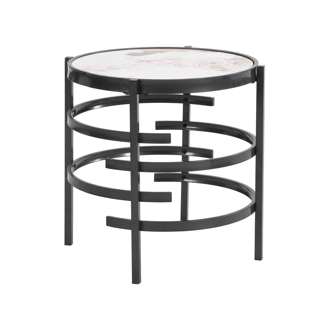 Elegant Pandora Sintered Stone End Table, Darker Gray Small Coffee Table For Living Room 20.67''W X 20.67''D X 21.65''H Gray Iron