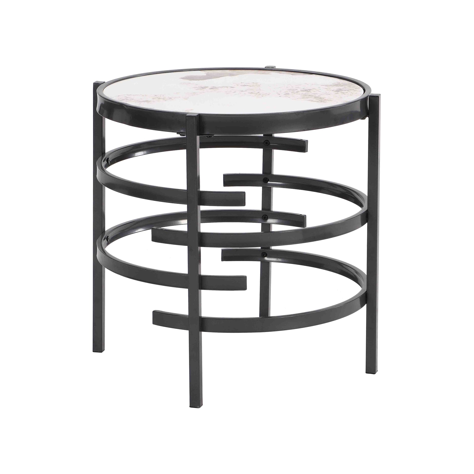 Elegant Pandora Sintered Stone End Table, Darker Gray Small Coffee Table For Living Room 20.67''W X 20.67''D X 21.65''H Gray Iron