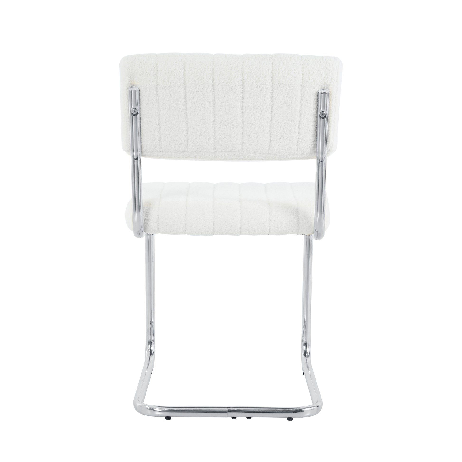 Modern Simple Light Luxury Dining Chair White Chair Home Bedroom Stool Back Dressing Chair Student Chair Metal Leg Silver Bow Chairs Set Of 2 Metal White Teddy