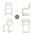 Modern Simple Light Luxury Dining White Chair Home Bedroom Stool Back Dressing Chair Student Desk Chair Gold Metal Legs Set Of 4 Metal White Teddy