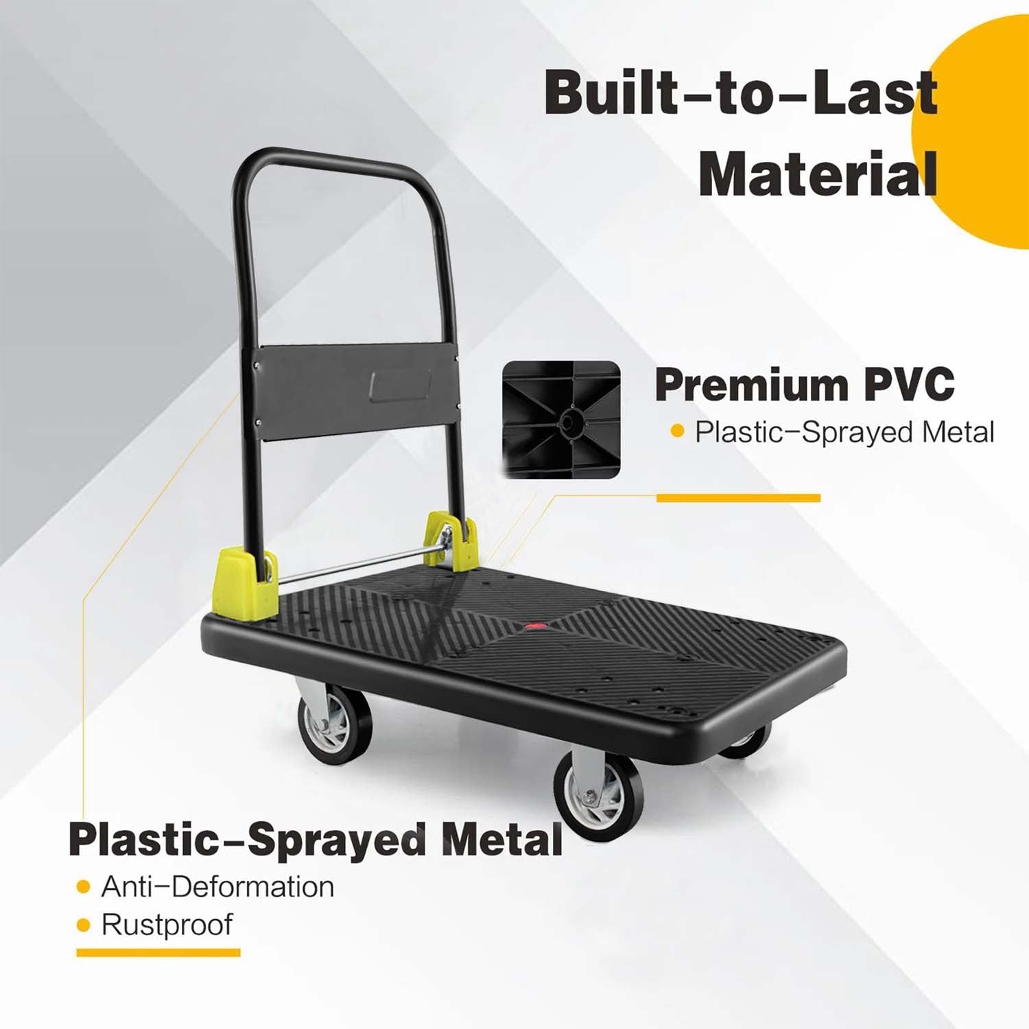 660 lbs. Capacity Platform Cart Heavy Duty Dolly black-metal