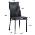 Modern Dining Chairs Set Of 6, Side Dining Room Kitchen Chairs, Faux Leather Upholstered Seat And Metal Legs Side Chairs, Black Black Mdf Glass