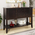 Cambridge Series Large Storage Vintage Console Table With Four Small Drawers And Bottom Shelf For Living Rooms, Entrances And Kitchens Espresso, Old Sku: Wf190263Aap Espresso Solid Wood Mdf