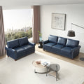 Living Room Sofa With Storage Sofa 2 3 Sectional Navy Blue Faux Leather Navy Blue Foam Pu Leather