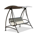 3 Seat Patio Swing Chair, Outdoor Porch Swing With Adjustable Canopy And Durable Steel Frame, Patio Swing Glider For Garden, Deck, Porch, Backyard Dark Brown Steel