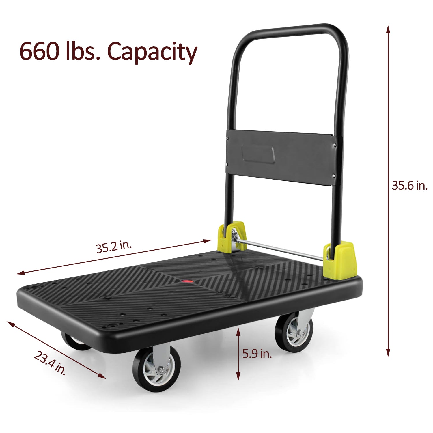 660 lbs. Capacity Platform Cart Heavy Duty Dolly black-metal