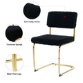 Modern Simple Light Luxury Dining Black Chair Home Bedroom Stool Back Dressing Chair Student Desk Chair Gold Metal Legs Set Of 4 Metal Black Teddy